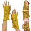 Guanti da Palco Riflettenti con Paillettes Dita Scoperte Elastiche Accessori per Performance Cosplay