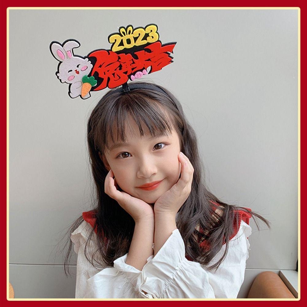 

New Year Gift Rabbit Year Hair accessories Female Jewelry Hello Headband HAPPY NEW YEAR Headband