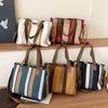 Striped Large-Capacity Women'S Bag Commuter Casual Foreign Style Portable Tote Shoulder Messenger Bag
