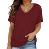 Sommer Tops V-ausschnitt Lose Top Einfarbig Casual Kurzarm T-shirt frauen Kleidung
