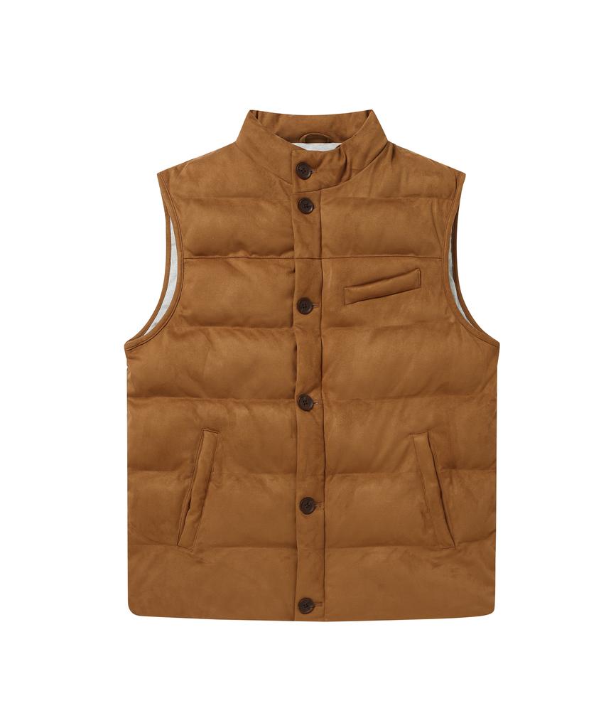 Solew Suede Padded Vest_Camel