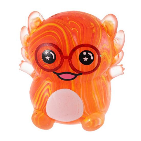 Glitter Glasses Salamander Squeeze Toy Slow-Rising TPR Fidget for Stress Relief Cute Cartoon Decompression Gadget for Students Portable Novelty Gift