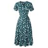Bohemian Beach Dress Women Chiffon V Neck Short Sleeve High Waist Big Hem Spring Summer Print Sizes S to XXL