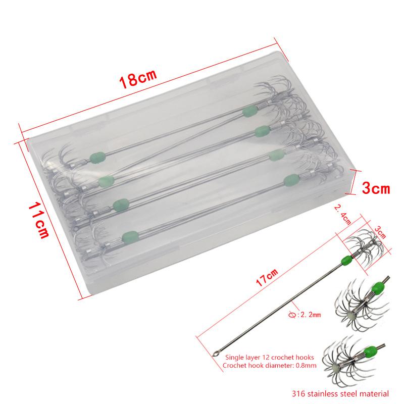 1/8/10/20Pcs/ Box Umbrella Hooks Live Bait Hooks Squid Blow Tubes Octopus Squid Hooks Stainless Steel Fishing Gear Accessories