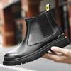 Chelsea Boots im britischen Stil, schwarze Mid-Top-Smoke Pipe-Herren-Lederstiefel, Frühling und Herbst, Herren-Werkzeug, High-Top