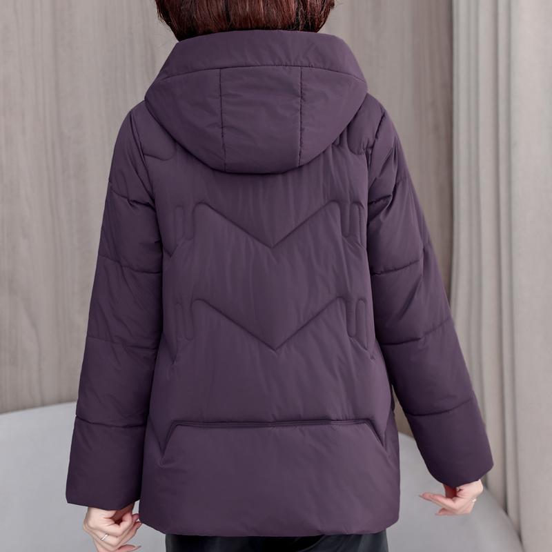 Plus Size XL-5XL Middle Age Woman Winter Coats Hooded Elegant Loose Thick Warm Embroidery Parkas Female Jacket