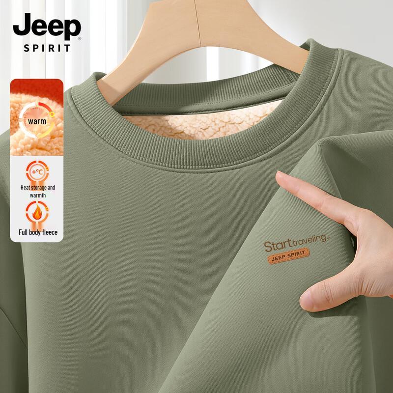 JEEP SPIRIT Men's Lamb Wool Lined Loose Casual Sweatshirt