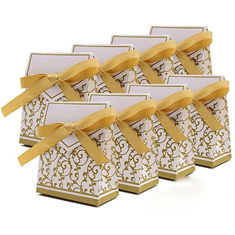 Kaufe 10Pcs Gold Silver Paper Candy Box Gift Bag Wedding Gift Packaging Boxes Joom