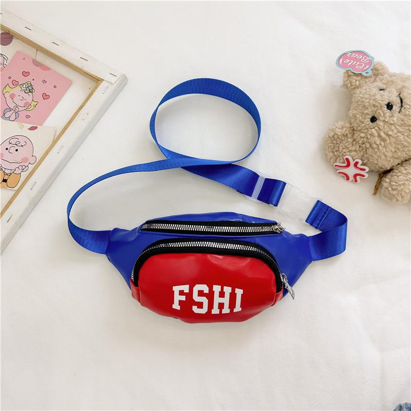 Adorable Unisex Kids Color Block Waist Bag Chic Pu Sling Bag For Toddlers красный