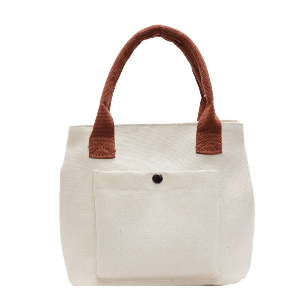 Solid Color Canvas Shoulder Bag Multiple Pockets Women Handbag Casual Oxford Tote Bag  Outdoor