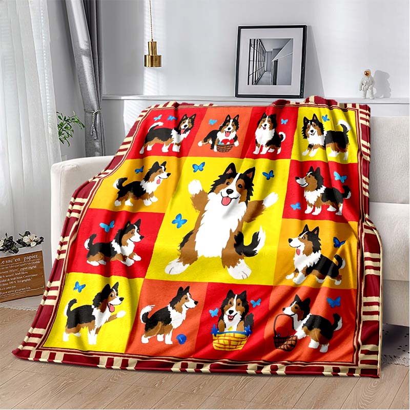 German Shepherd Dog Photo Collage Print Flannel Blanket, Pet Lover Throw Blanket