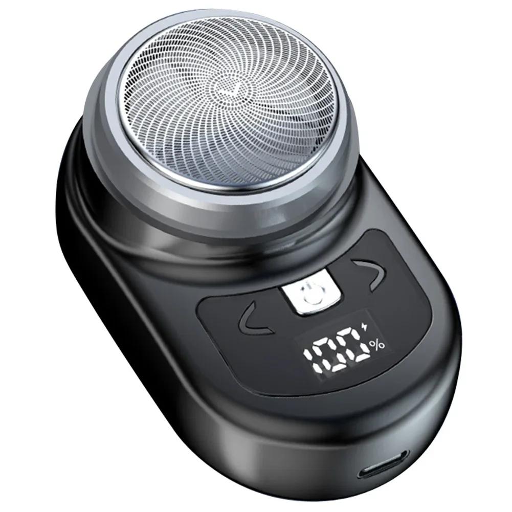 

Портативна електробритва Кишенькова електрична бритва для чоловіків Міні-бритва для бороди РК-дисплей Power Type-C Перезаряджувана дорожня домашня бритва чорний