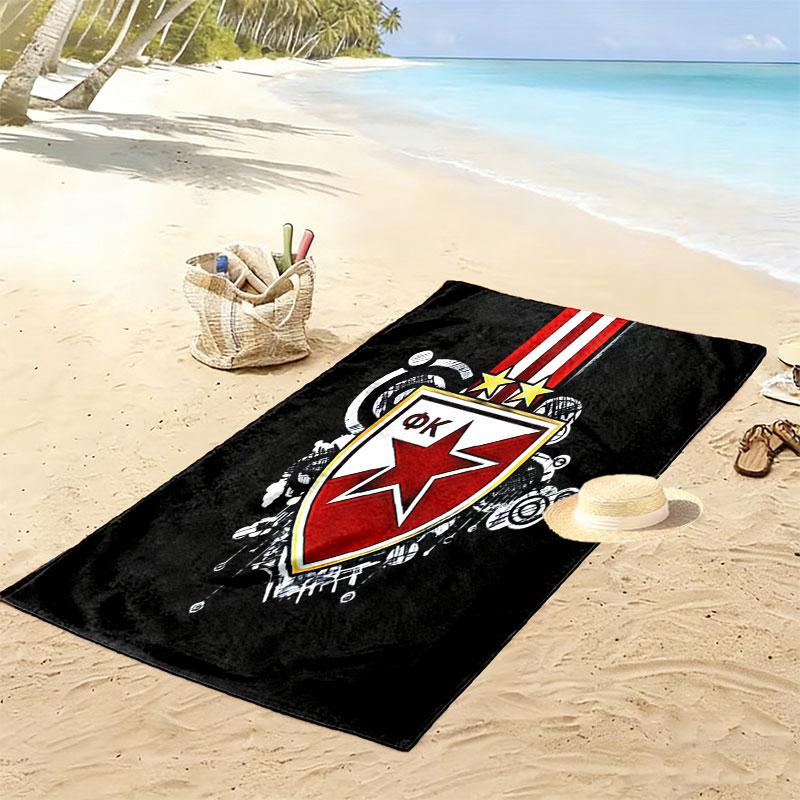 Crvena Zvezda logo Print Beach Towel, Large Soft Quick Dry Towel for Beach Camping Swimming