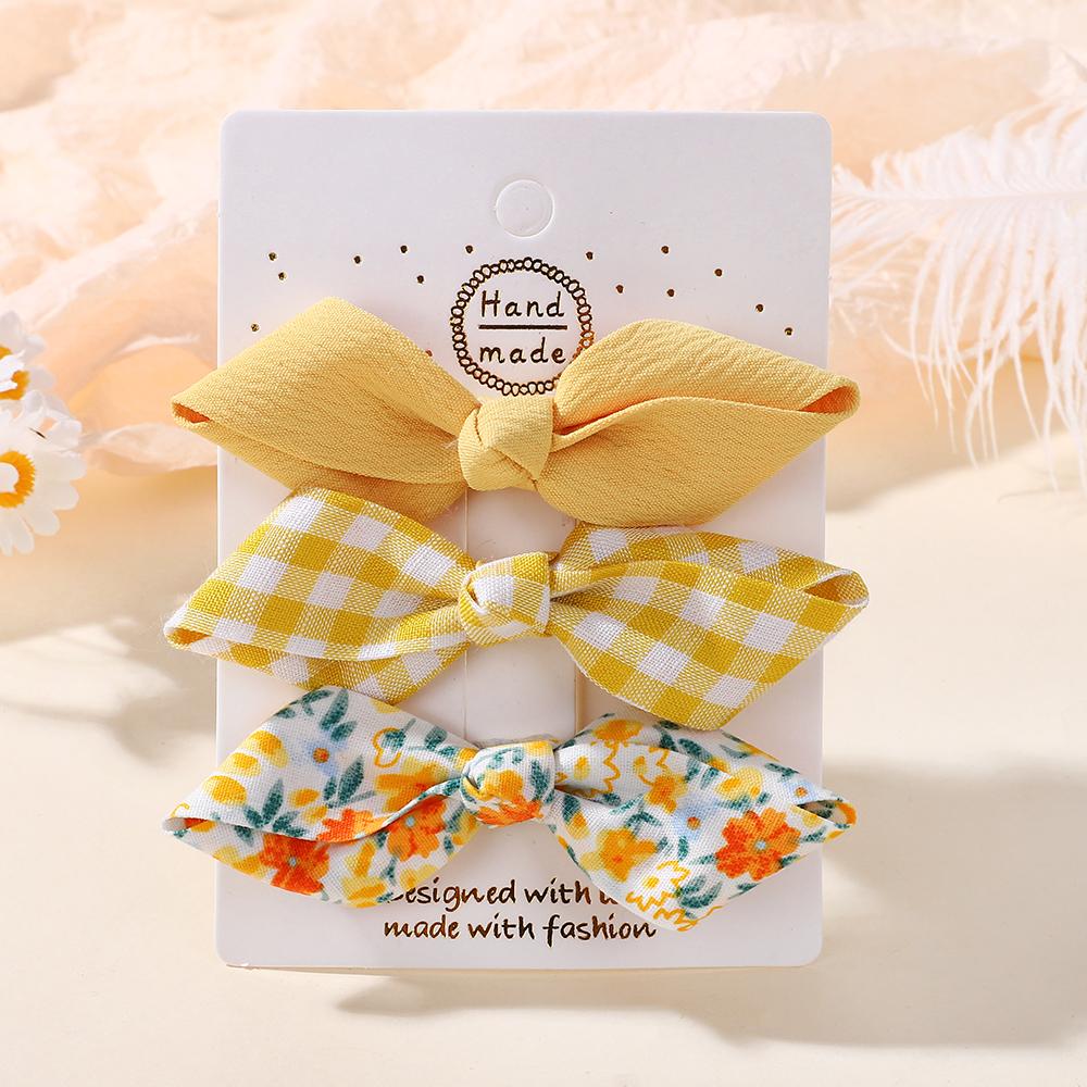 3Pcs/Set Cute Bows Baby Girls Hairpin Set Floral Plaid Bangs Hair Clip Korean Hair Accessories Sweet Kids Headdress 3Pcs/lot