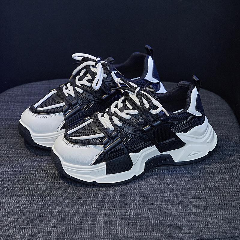 Spring Women's Shoes 2024 Spring New Female Breathable Mesh Sneakers Heightened Platform Casual Sports Running Vulcanized Shoes