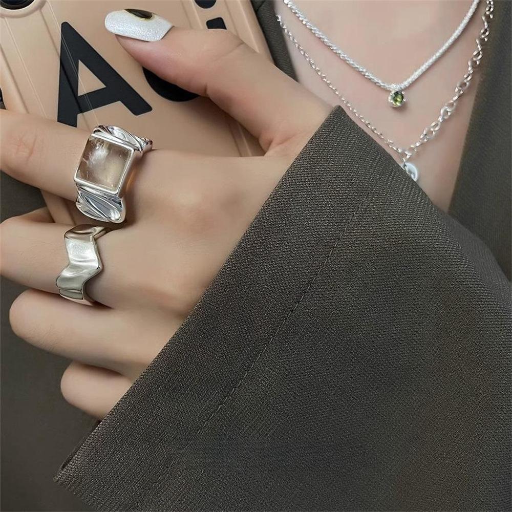 Sugar Cube Irregular Ring Retro Index Finger Ring Personalized Opening Adjustable Ring
