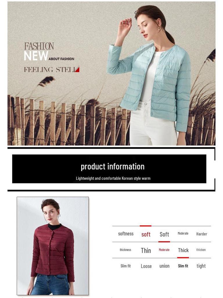 2025 Damen Leichte Kurze Rundhals Daunenjacke - Weiße Entenfüllung & Koreanischer Modestil