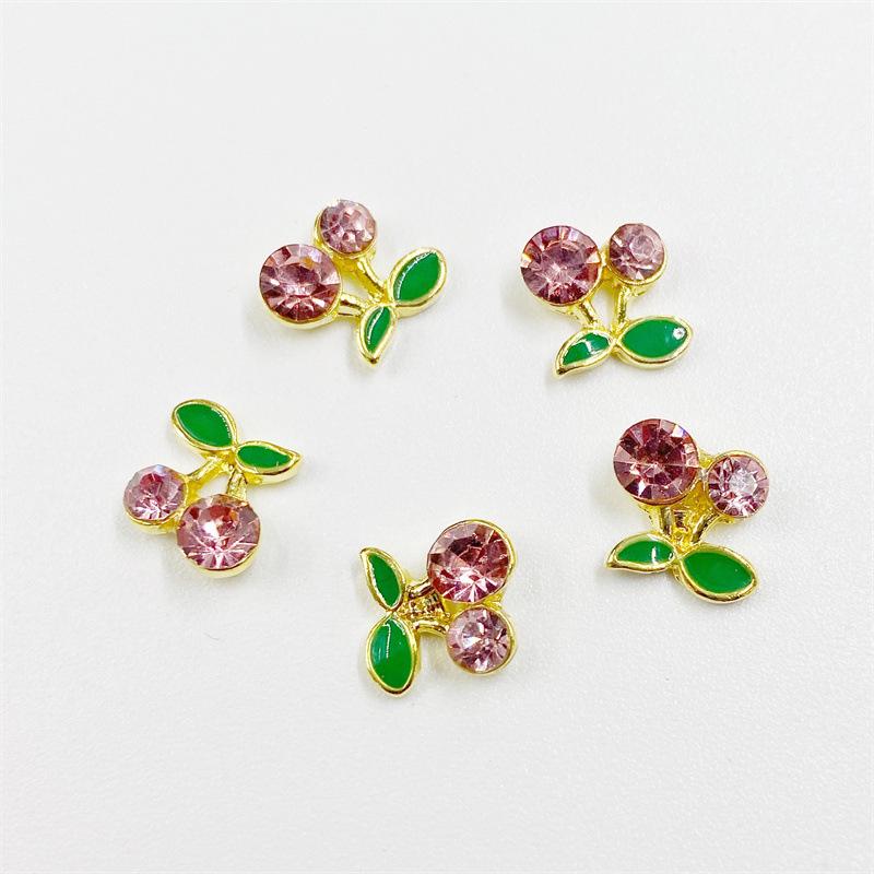 3D Cherry Rhinestone Nail Art Accessories - Japanese Zircon Metal Decorations
