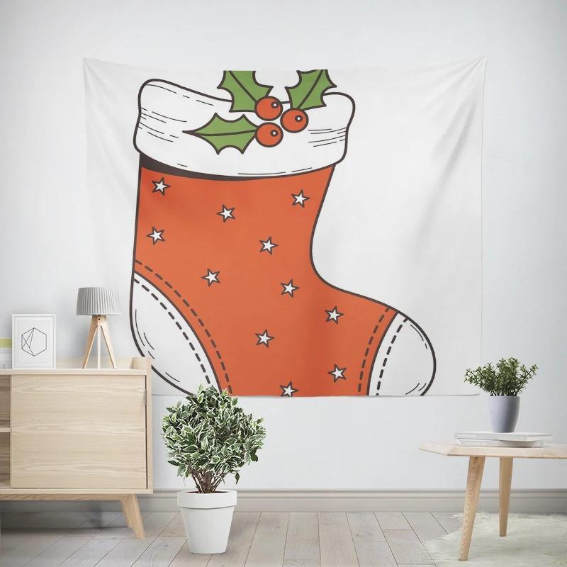 Christmas New Year Socks Pattern Living Room Bedroom Decorative Tapestry