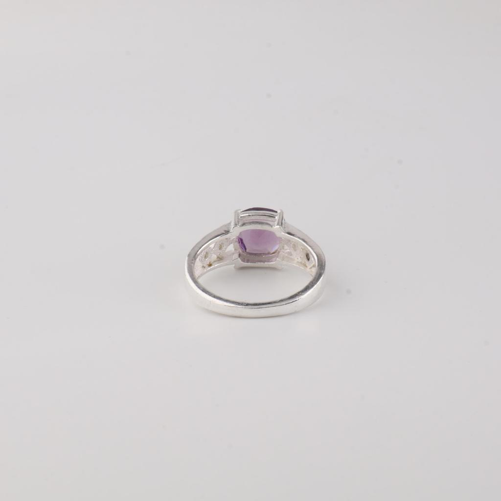 Amethyst Gemstone 925 Sterling Silver Jewelry, Cushion Cut Amethyst Ring For Women, Designer Zircon Ring For Women CZR-15-10