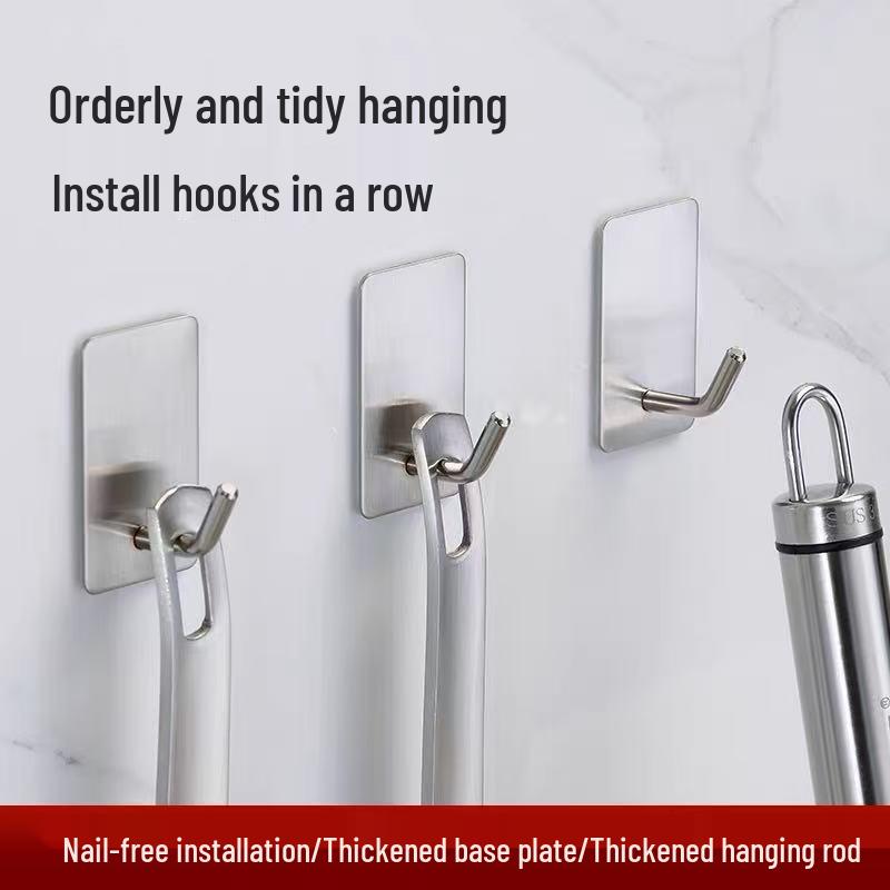 Stainless Steel Adhesive Door Hook | No-Drill, Traceless Wall-Mounted Hook for Clothes, Coats & Hats