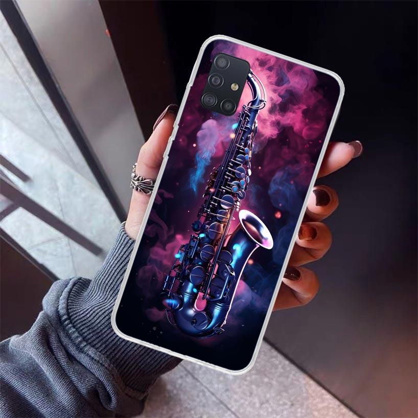 Music Saxophone Instrument Phone Case For Samsung Galaxy A52 A51 A50S A32 A22 A12 A02S A72 A71 A31 A70 A30S Note 20 Ultra 10 Plu