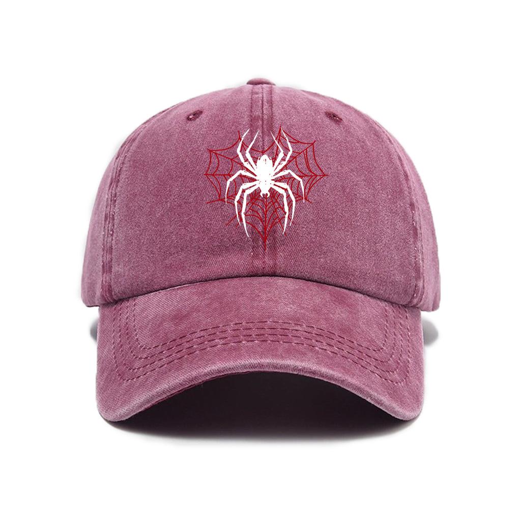 Top Water Washed Old Printed Baseball Cap Adult Versatile Hot Selling Spider Printed Water Washed Old Soft Top Sunshade Baseba
