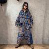 Personality Trendy Cool Denim Burr Print Long-sleeved Jacket Overalls Pants Early Autumn Loose Retro Fashion Suit Women's Tide