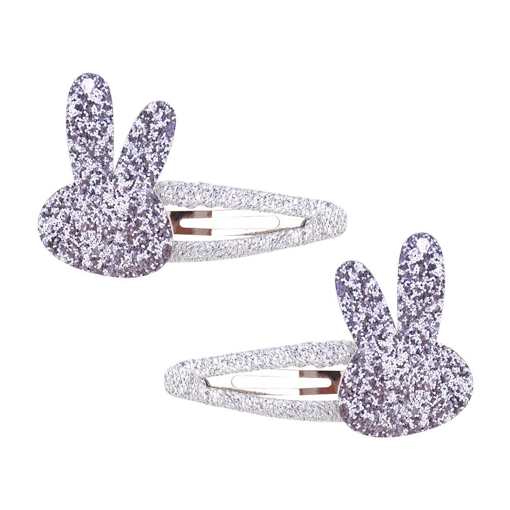 2Pcs/Set Sweet BB Glitter Hairpins for Baby Girls Rabbit Flower Hair Clips Barrettes Headwear Fashion Kids Hair Accessories