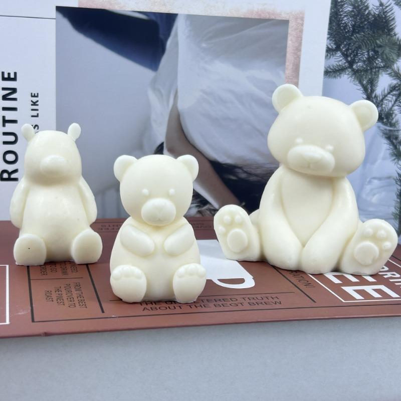 3D Large Size Bear Candle Silicone Mold Sitting Bear Craft Plaster Resin Handmade Candle Making Kit Home Party Decoration Gift