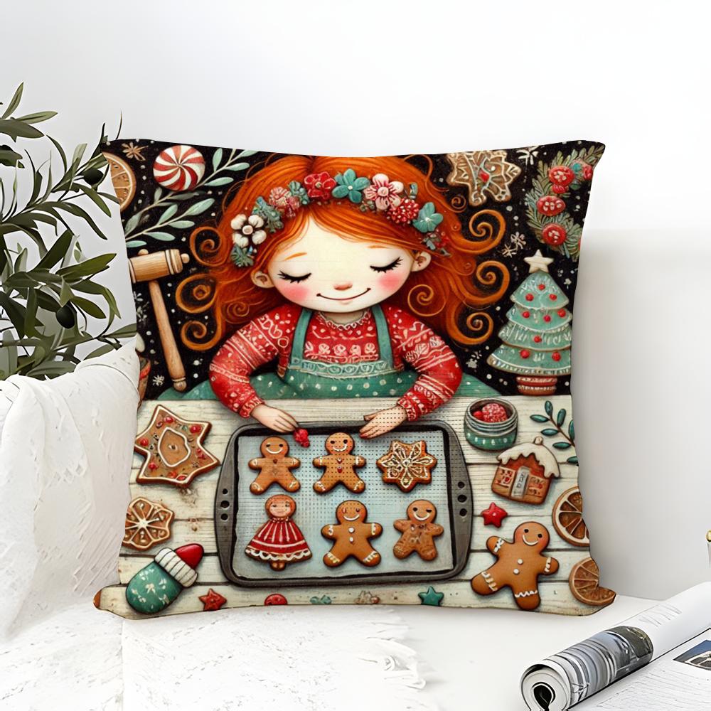 Nordic Style Classic Doll Print Pillow Case Linen Pillow Case Sofa Home Decor Cushion Cover Cushion Cove