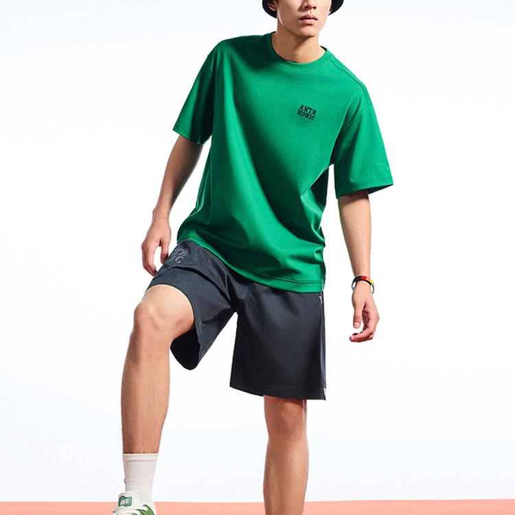 Anta Comfortable Breathable Letter Round Neck Short Sleeve T-Shirt Men Tops Ice-Porcelain-Green 152438131-4