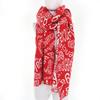 Great BALENCIAGA Scarf Large all-over logo shawl Red Ivory Virgin wool Women S 583121 Used