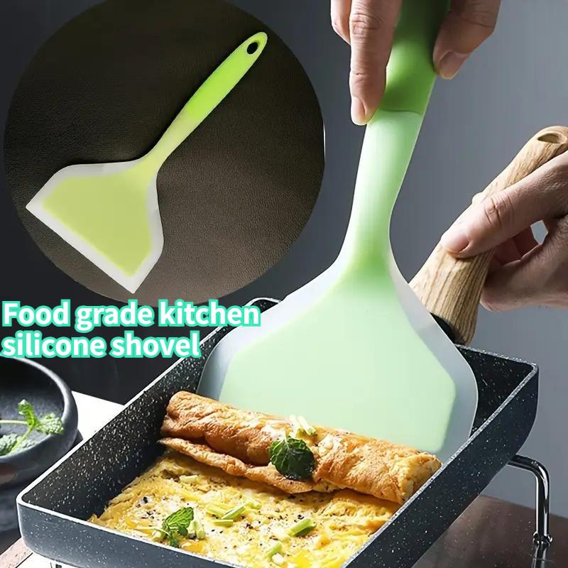 Silicone spatula non-stick pan, iron, barbecue steak, wide-mouth pizza frying and barbecue cooking spatula, hand pancake tool, 2 pieces