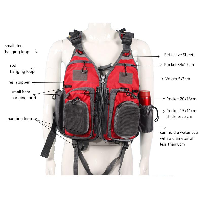 D22 Double Use Fly Fishing Vest Breathable Mesh Polyester Jersey Ocean & Freshwater Use Outdoor Lure Fishing