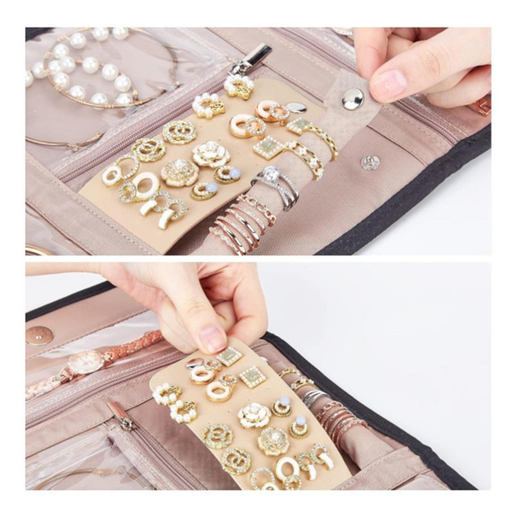 BELALIFE Travel Jewelry Case Organizer, Small Foldable Storage Roll for Earrings, Necklaces, Rings, Bracelets, Brooches,