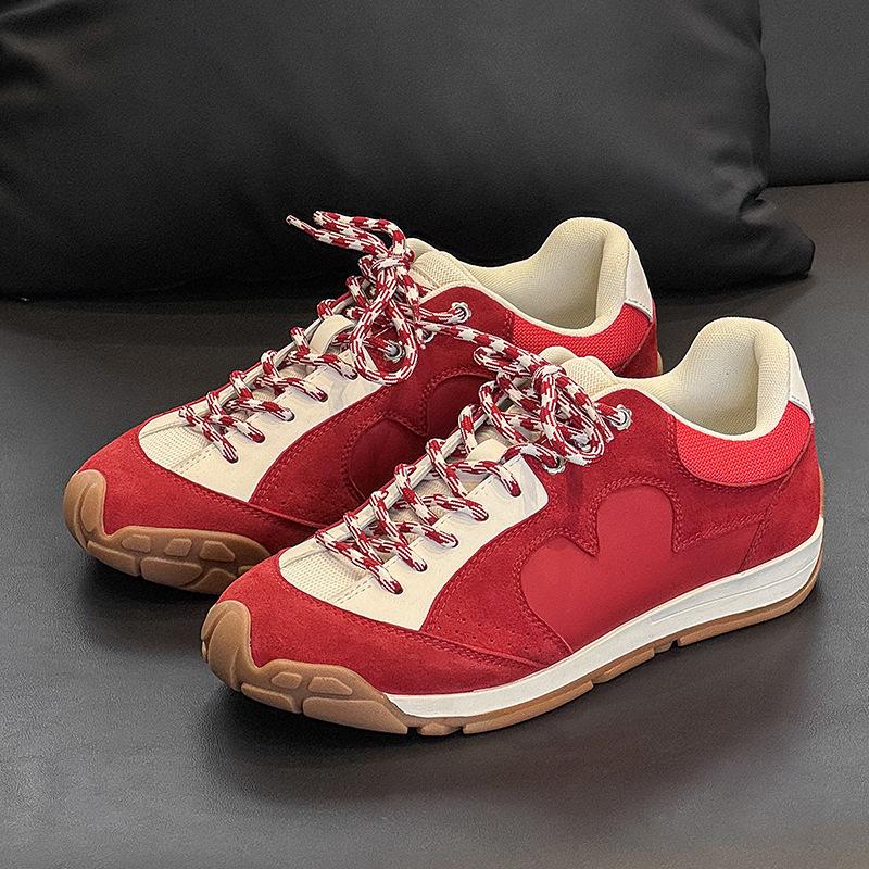 

Niche retro red mountaineering shoes outdoor casual sports shoes platform-soled German training shoes personalized height-enhancing shoes Female 36 красный