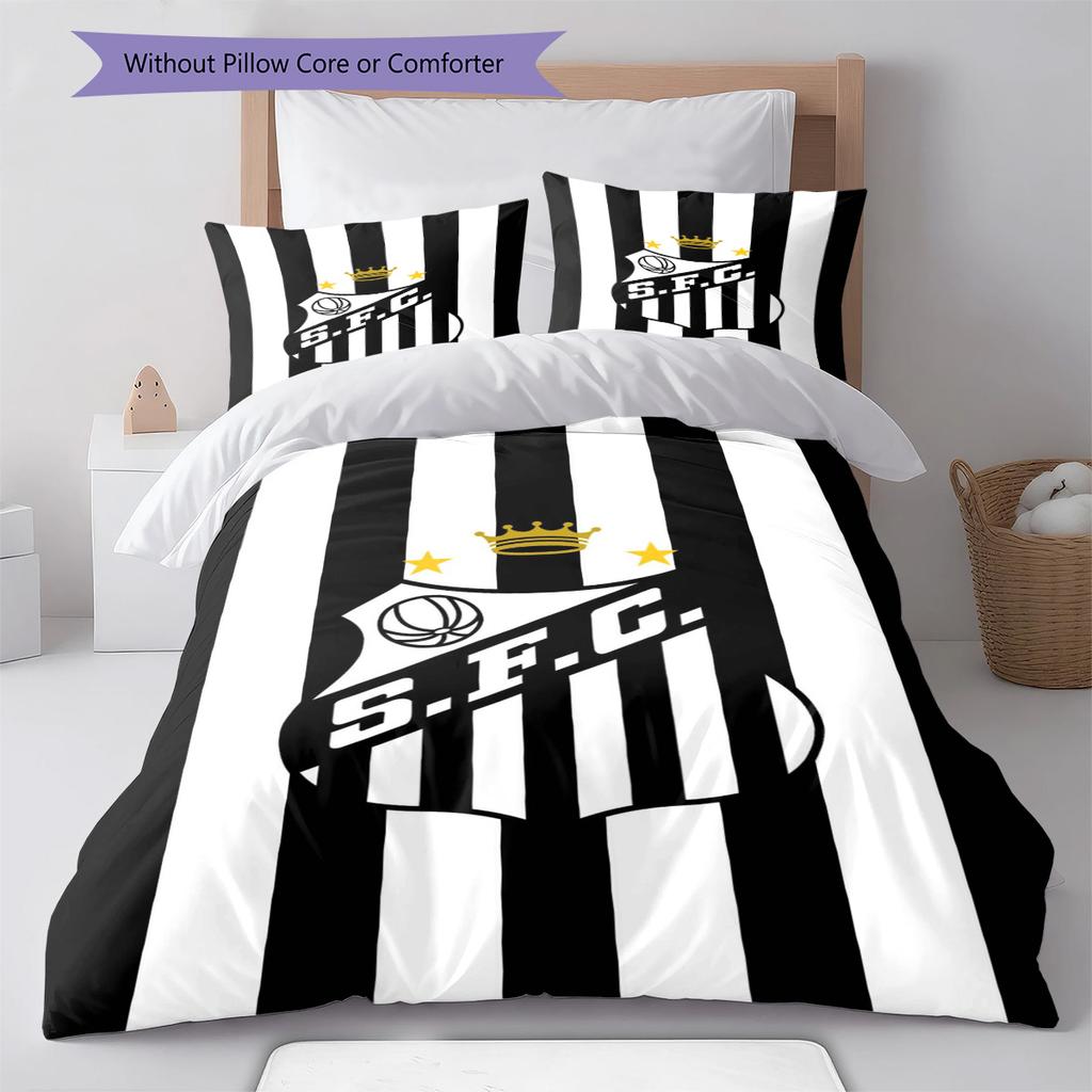 Santos FC Pattern Bedding Set Quilt Cover Pillowcase Home Decor Gift (1 * Duvet Cover + 2 * Pillowcase, Without Core)