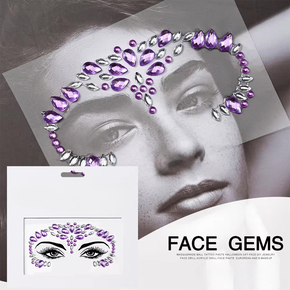 Eco-Friendly Fashion 3D Mermaid Face Gem Crystal Rhinestone Temporary Tattoo Stickers Shiny Glitter for Festival Prom Party