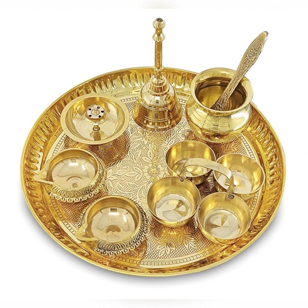 Brass Pooja Thali Set 20.32CM