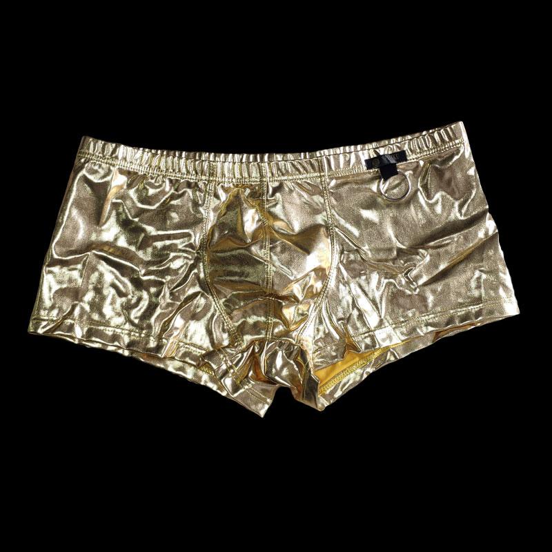Sexy Herren Kunstleder Penisring Boxer U Konvexe Tasche Glänzende Boxershorts Pu Sexy Unterwäsche Hüllende Männliche Bühne Gay Wear Übergröße F10