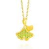 Spinach Green Hetian Jade Ginkgo Leaf Pendant Necklace in S925 Silver for Women