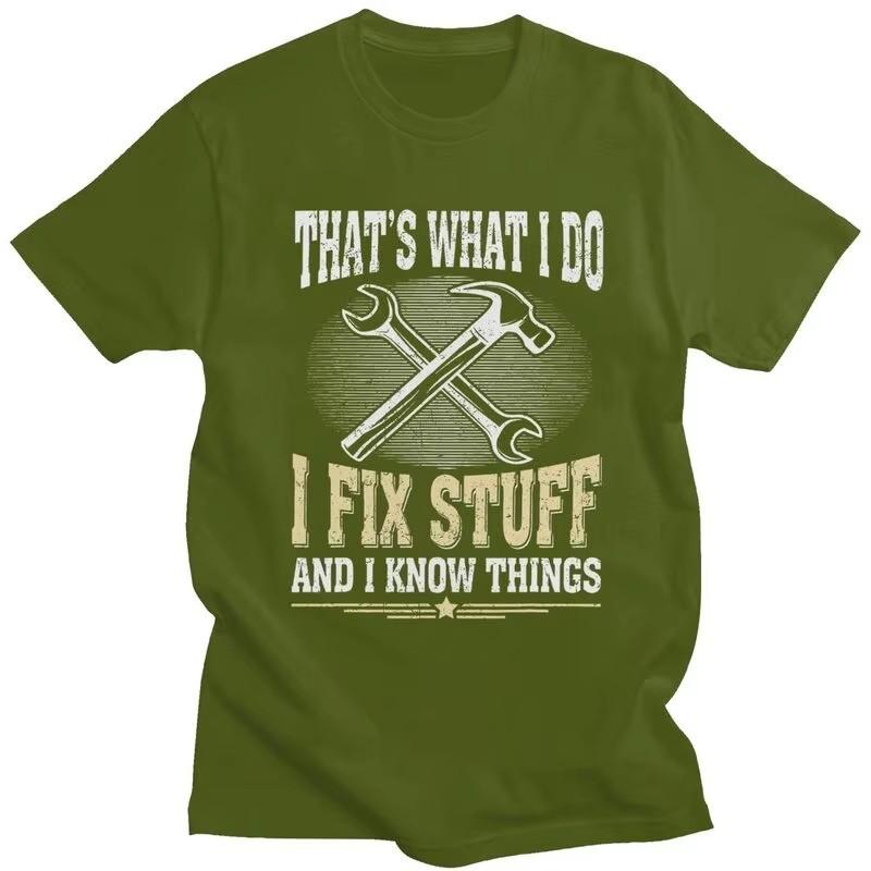 I Fix Stuff Graphic Tee for Unisex Short Sleeve Cotton T-Shirt Mechanic Engineer Gift