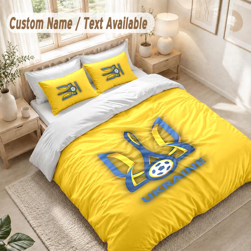 Ukraine Bedding Set, 1 Duvet Cover & 2 Pillowcases Soft Comfortable Bedroom Home Textile Decor