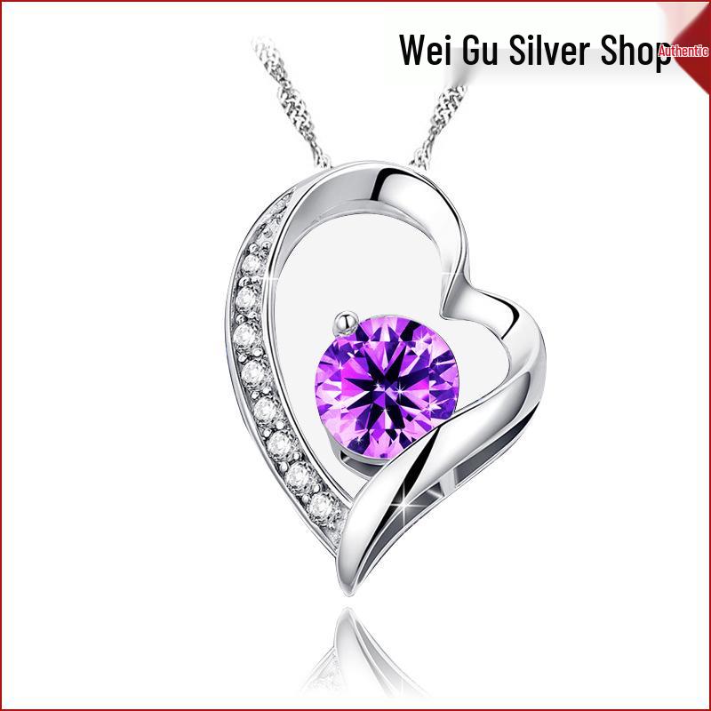 Heart-Shaped Rhinestone Crystal Pendant Necklace
