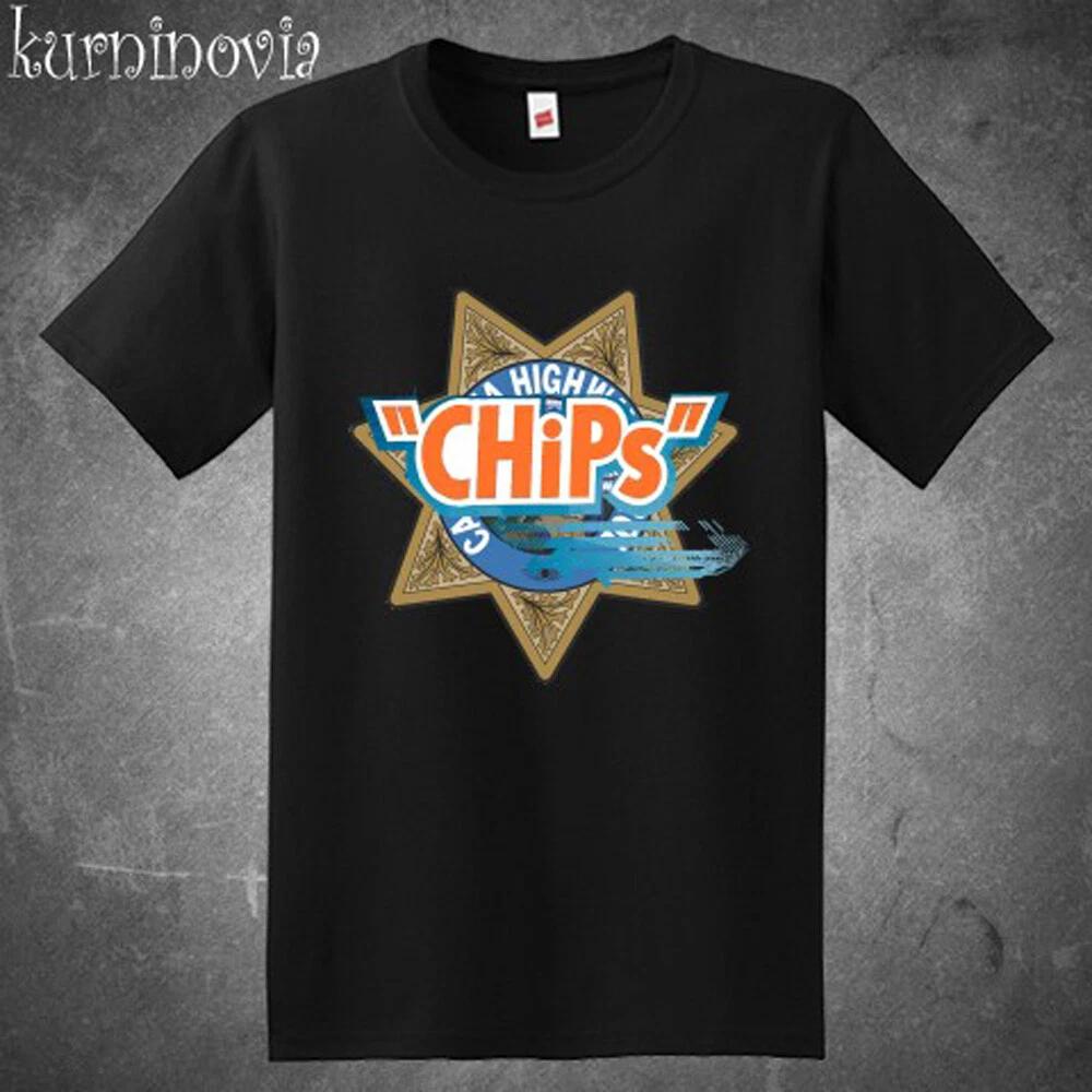 Chips Police Retro Movie Men s Black Size S to 3XL 2XL