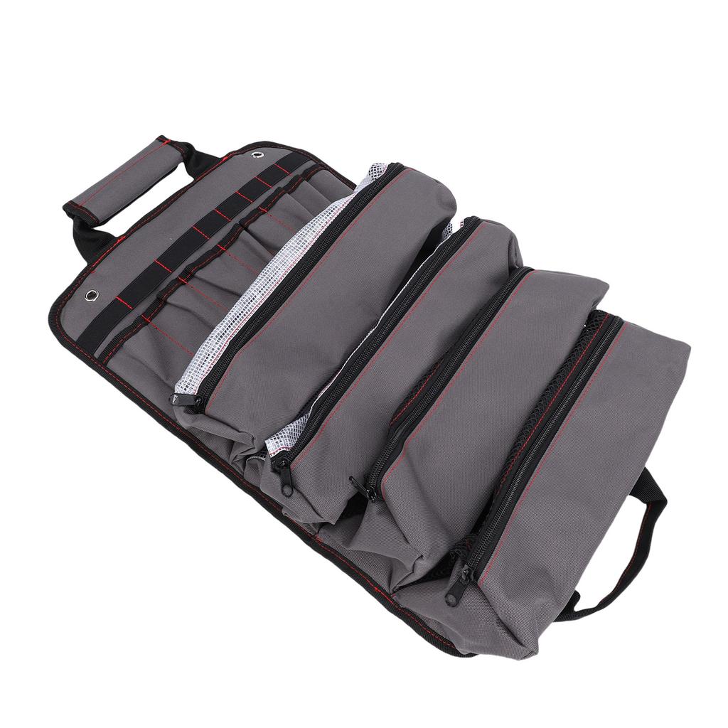Roll Up Tool Bag for Electrician Carpenter Multiple Pockets Portable Storage Pouch Thickened Water Proof Oxford Cloth