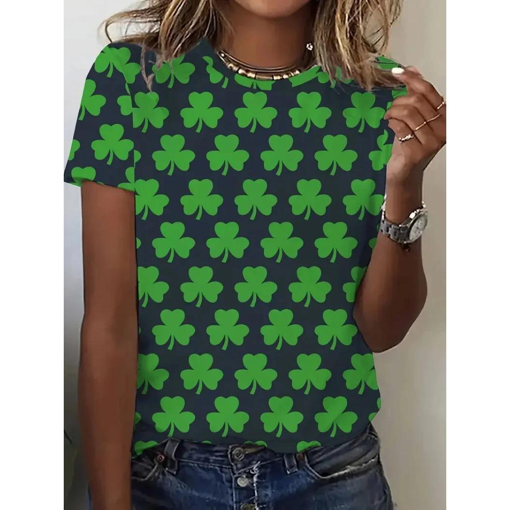 Women T-Shirt Full Print Graphic Crew Neck Short Sleeve Tshirts New In Casual Party T Shirt For Women