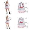 Kids Girls Halloween Tin Costume Mock Neck Long Sleeve Back Invisible Zipper Metallic Tulle Tutu Dress with Hat Axe Gloves for Role Play Theme Party