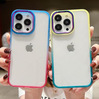 Husă de telefon transparentă, colorată, placată cu gradient, pentru iPhone 13 Pro Max 12 11 Pro Max, husă de protecție hibridă pentru lentile